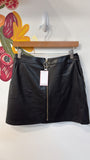 New Alexia Admor Black Faux Leather Zip Front Skirt, 6
