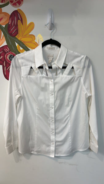 Chico's White Button Front Top, S