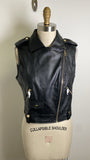 New Diashiny Black Faux Leather Vest, S