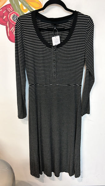 Who What Wear Black Stripe Dress, M