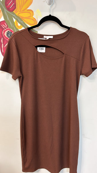 Gianni Bini Brown Ribbed Dress, XL