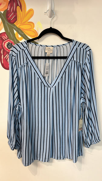 New St. John's Bay Blue Stripe Top, 1X