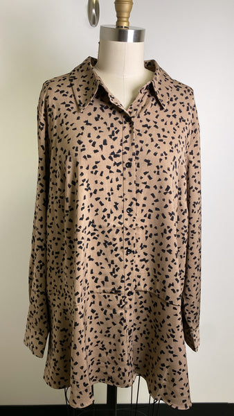 Susan Graver Brown Print Top, 1X