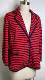 Talbots Red/Blue Stripe Blazer Jacket, XL