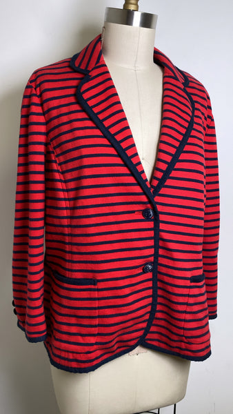 Talbots Red/Blue Stripe Blazer Jacket, XL