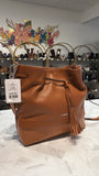Lodis Brown Leather Crossbody Bag, 11"x12"