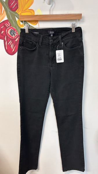 NYDJ Black Marilyn Straight Jeans, 6