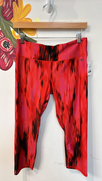 Caelum Red Print Athletic Leggings, M