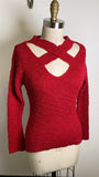 New York & Co Metallic Red Sweater, S