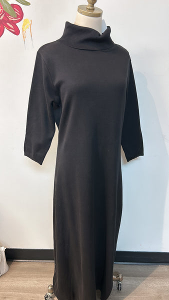 Joan Vass Black Turtleneck Dress, S