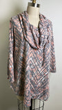 Ruby Rd Gray/Pink Cowl Neck Top, 1X