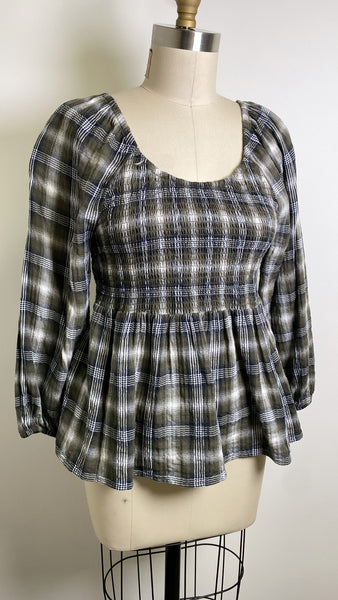 Tommy Hilfiger Green Plaid Top, L
