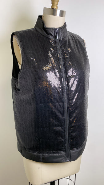 Chico's Black Sequin Vest, M
