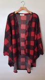 Impressions Black/Red Plaid Cardigan, 1X