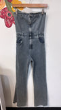 Blue Blush Denim Strapless Jumpsuit, S