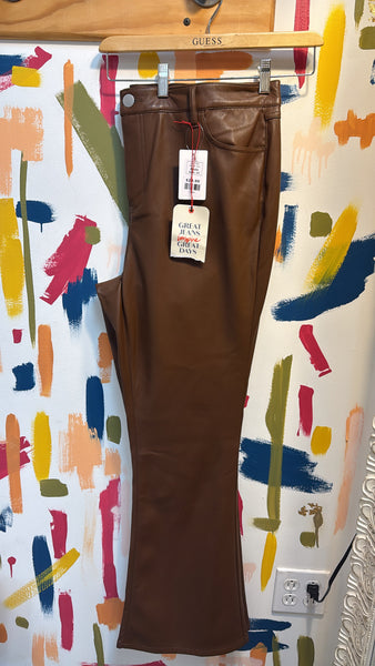 New Arula Brown Faux Leather Jeans, 14