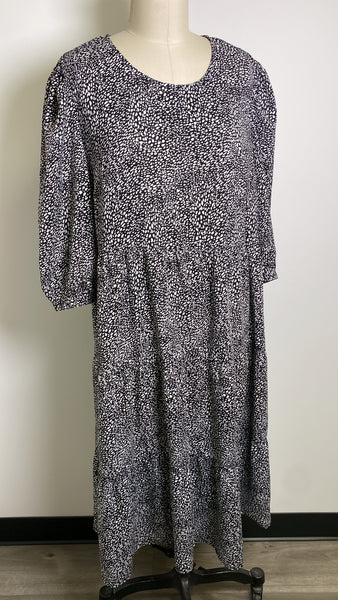 Ophelia Roe Black Print Dress, XL