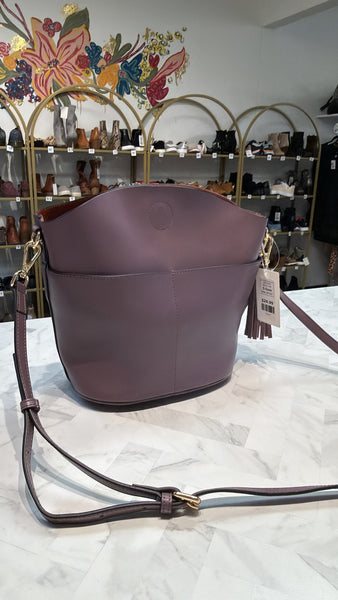 S-Zone Purple Leather Crossbody Bag, 10"x11"