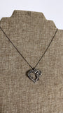 Sterling Silver Pendant Chased Heart Necklace, 14" with Magnetic Clasp