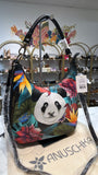 New Anuschka Happy Panda Convertible Slim Hobo Crossbody Bag, 12.75"x9.75"