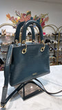 DKNY Teal Leather Crossbody Bag, 9.5"x6.75"