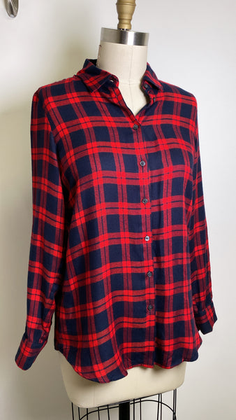 New Banana Republic Red/Navy Check Top, XS