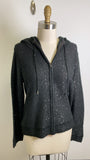 Anne Klein Black Sequin Hooded Cardigan, M