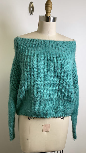 Kayla's Armoire Off Shoulder Cropped Sweater, M