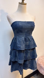 New Day + Moon Blue Strapless Dress, S