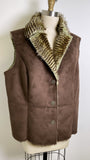 Brown Faux Suede Vest Jacket, 2X