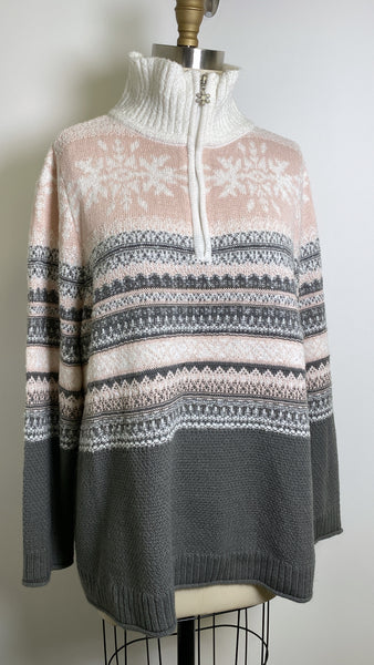 CJ Banks Pink/Gray Sweater, 2X