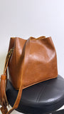 Portland Leather Goods Brown Crossbody Bag, 11"x9.5"