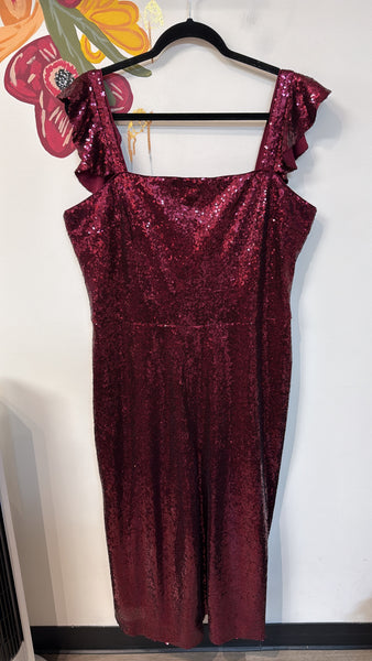 Gal Meets Glam Sequin Cropped 19" Inseam Jumpsuit, 16