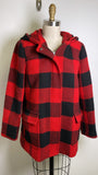 Talbots Red/Black Hooded Coat, 14