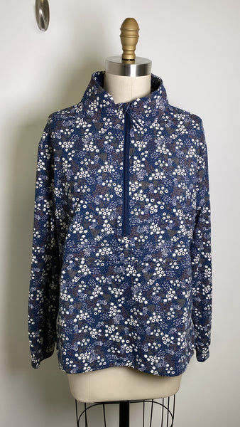 Members Mark Travel Pullover Navy Print Top, L