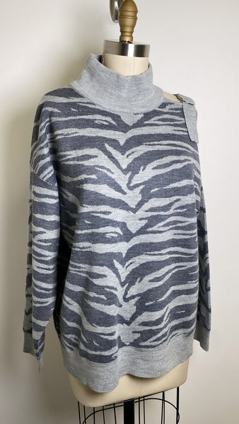 DKNY Gray Animal Print Sweater, L