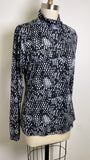 Chaus Black Print Mock Neck Top, L