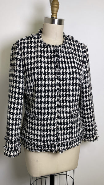 Ann Taylor Black Houndstooth Jacket, 8