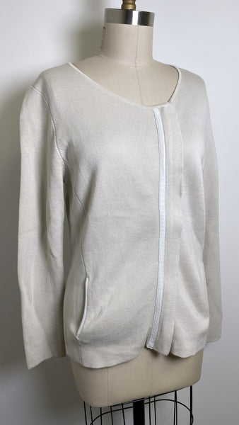 Eileen Fisher Cream Zip Front Jacket, M