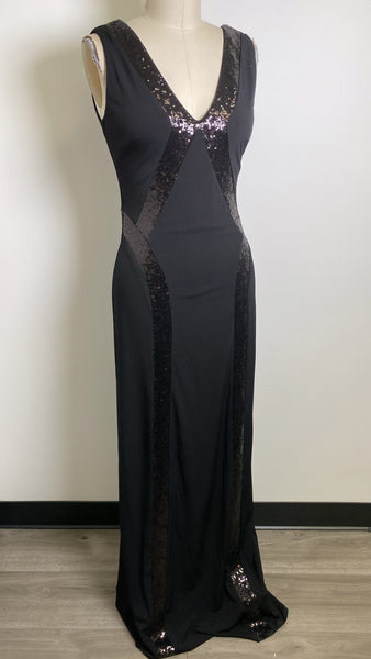 New Laundry Shelli Segal Black Matte Jersey Sequin Dress, 6