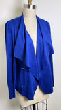 Alfred Dunner Blue Open Front Faux Suede Jacket, S