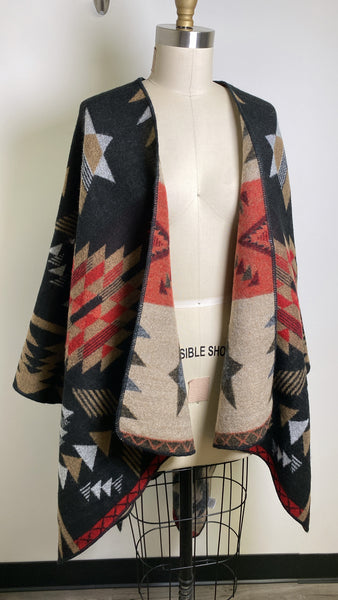 New Woven Heart Southwest Print Wrap Cardigan, M/L