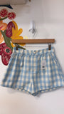Day + Moon Blue Gingham Shorts, S