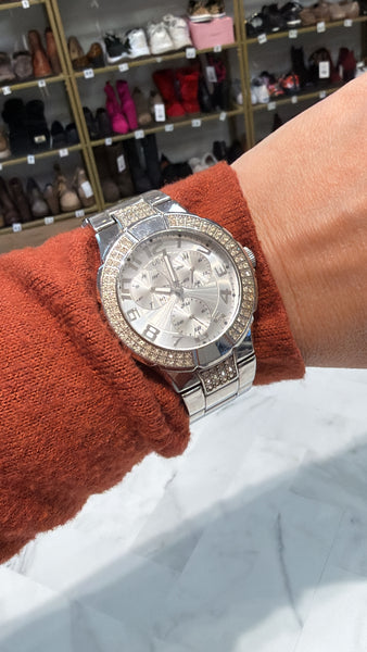 Guess Silver G12557L 48mm 5ATM Watch with New Battery