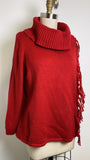 Chico's Red Fringe Sweater, XL