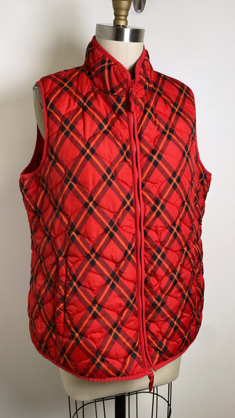 Coldwater Creek Red Plaid Vest, XL