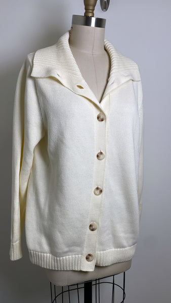 L.L. Bean White/Ivory Cardigan, XL