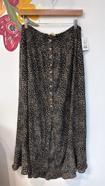 ee:some Black Print Skirt, L