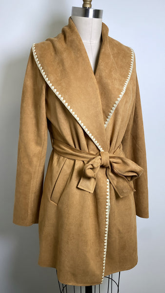 Solitaire Brown Faux Suede Jacket, M