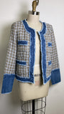 New Nanette Lepore Tweed with Denim Trim Jacket, M